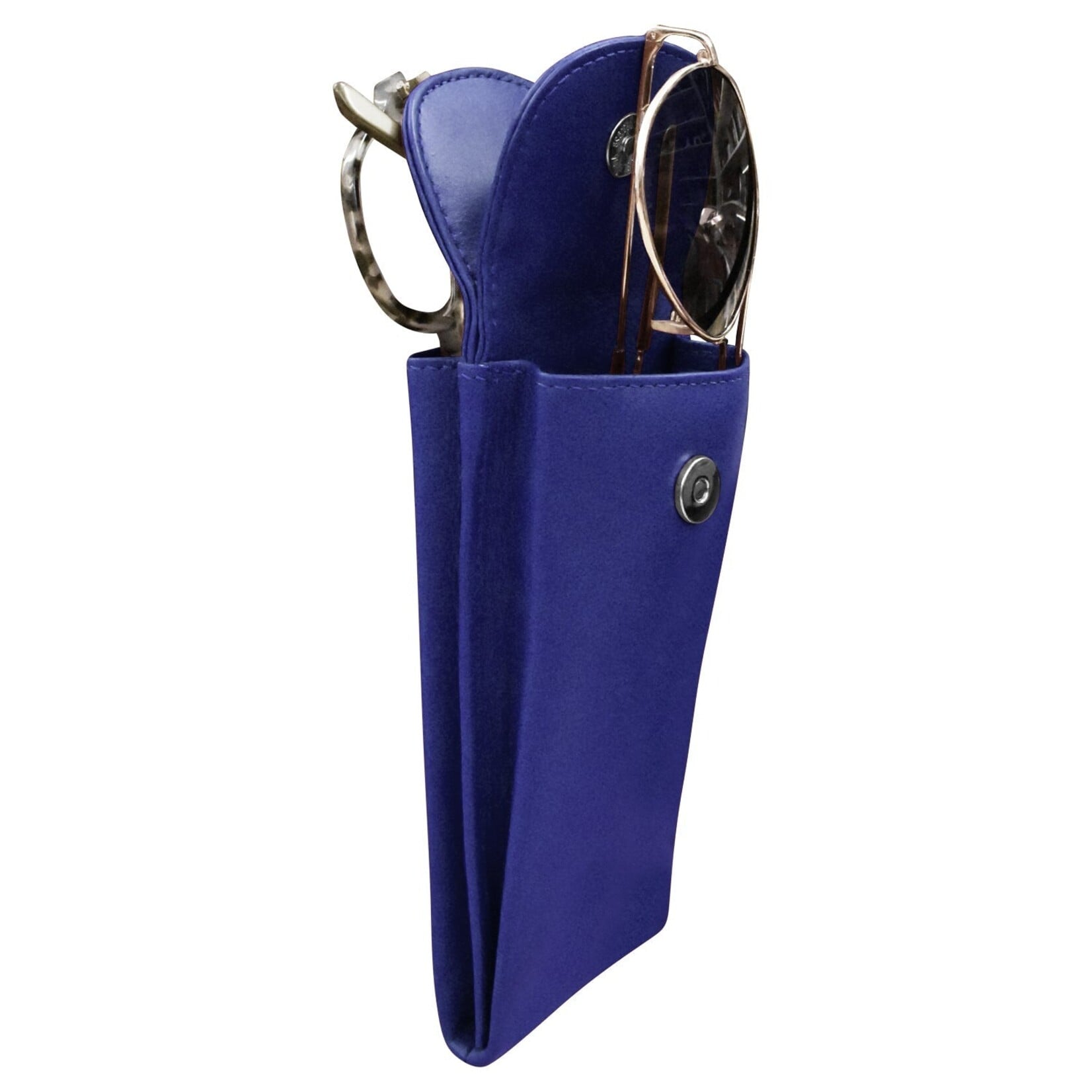 Leather Handbags and Accessories 6470 Cobalt - Double Flap Eyeglass Case
