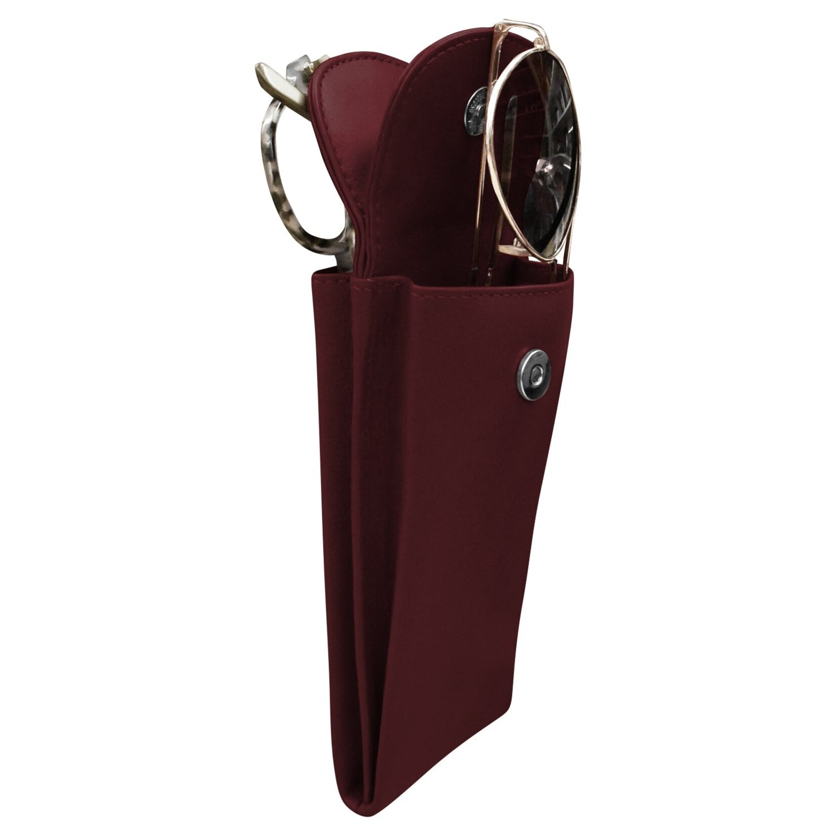 Leather Handbags and Accessories 6470 Eggplant - Double Flap Eyeglass Case