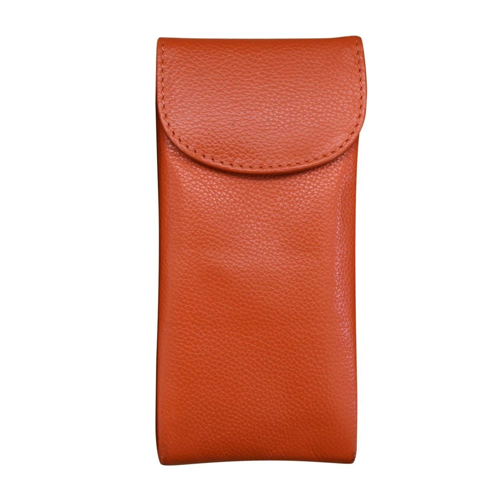 Leather Handbags and Accessories 6470 Orange - Double Flap Eyeglass Case