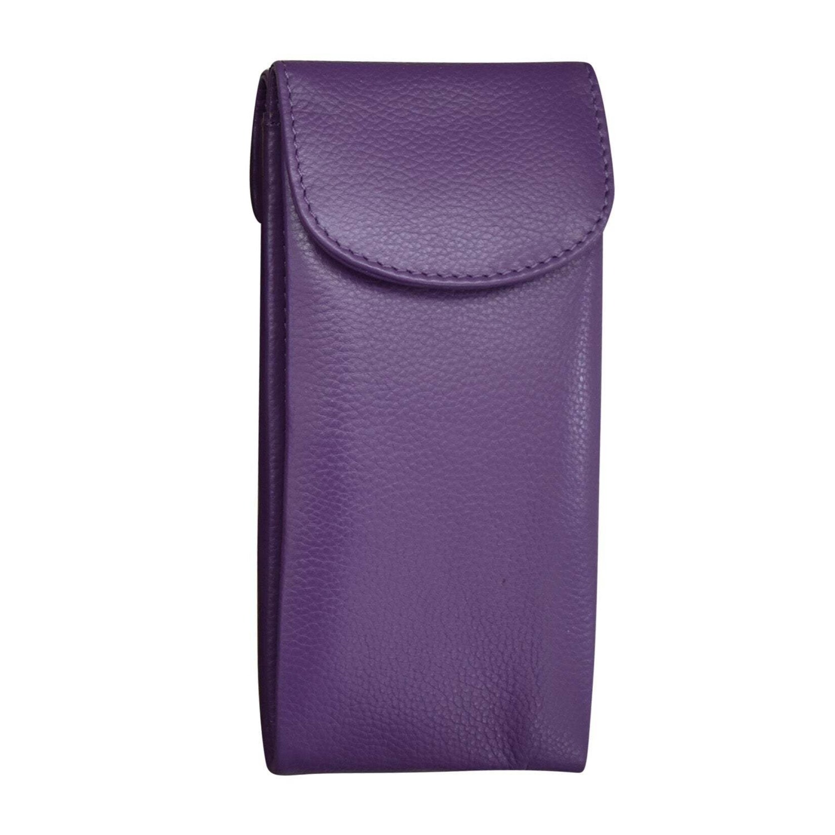 Leather Handbags and Accessories 6470 Purple - Double Flap Eyeglass Case