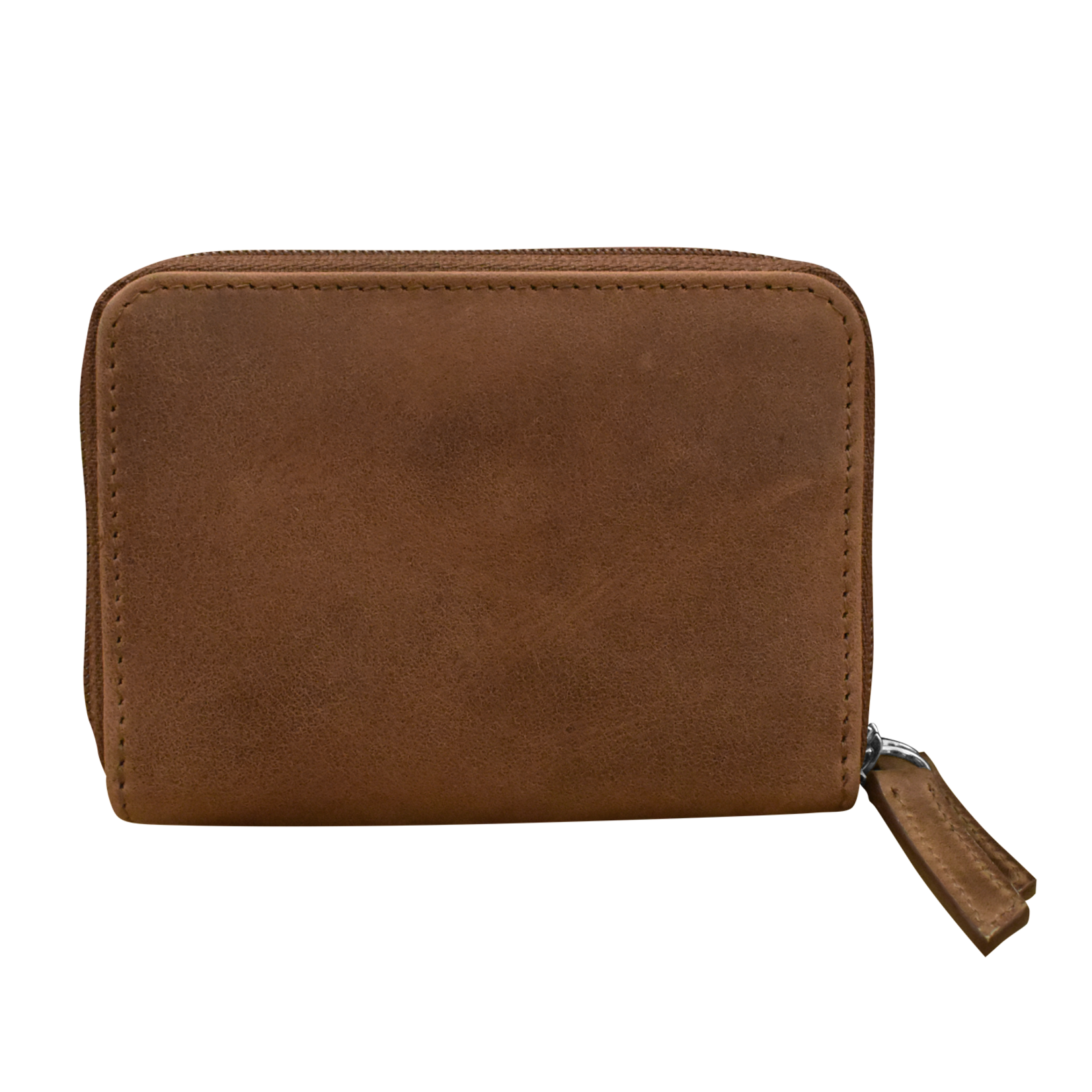 Leather Handbags and Accessories 6714 Rustic Brown - RFID Double Zip Accordion Card Holder