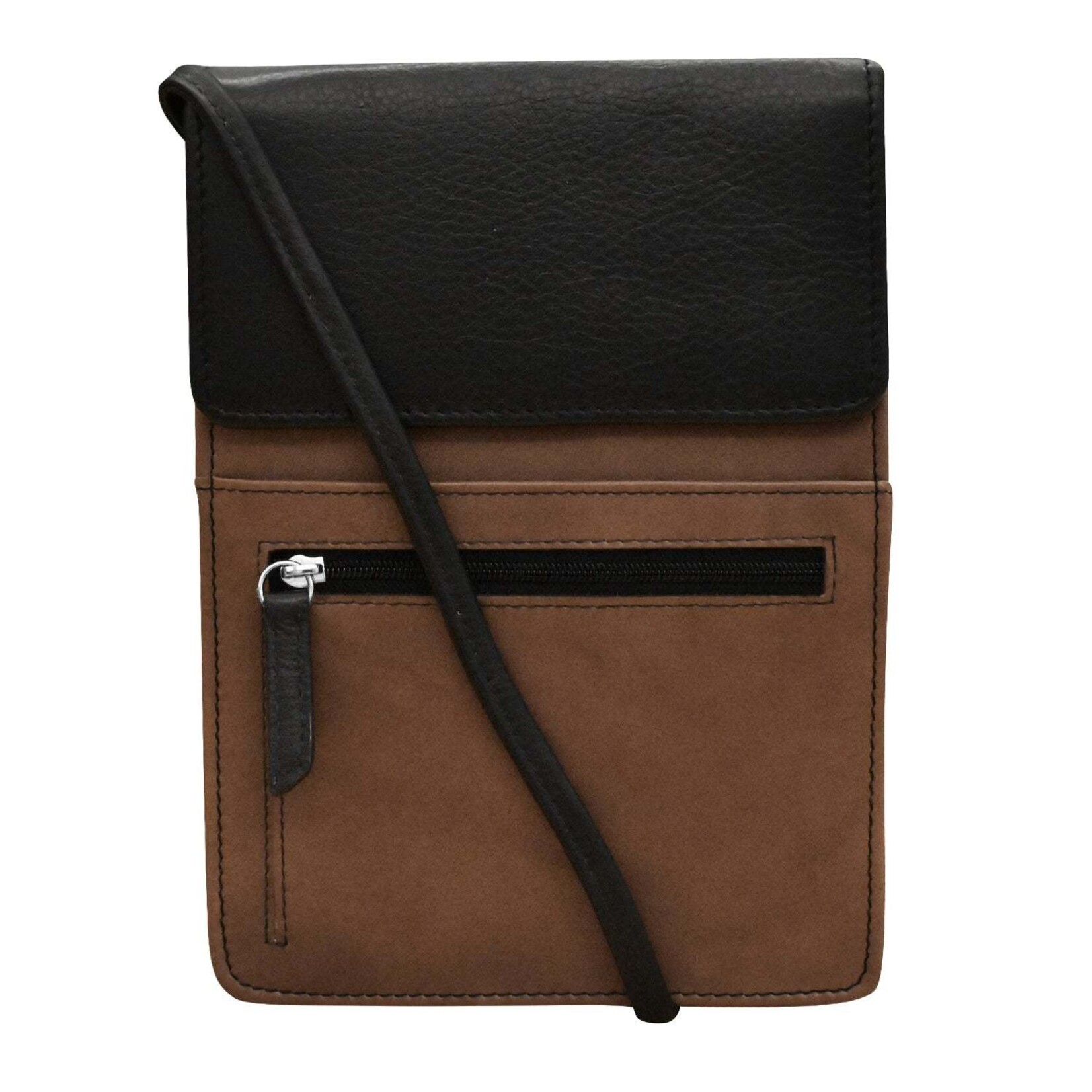 Leather Handbags and Accessories 6824 Toffee / Black - Organizer On String
