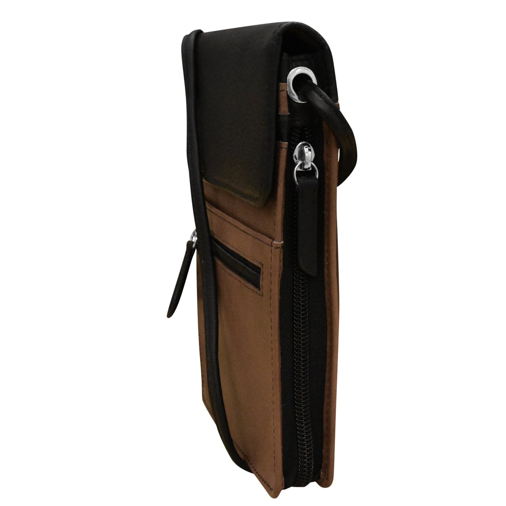 Leather Handbags and Accessories 6824 Toffee / Black - Organizer On String