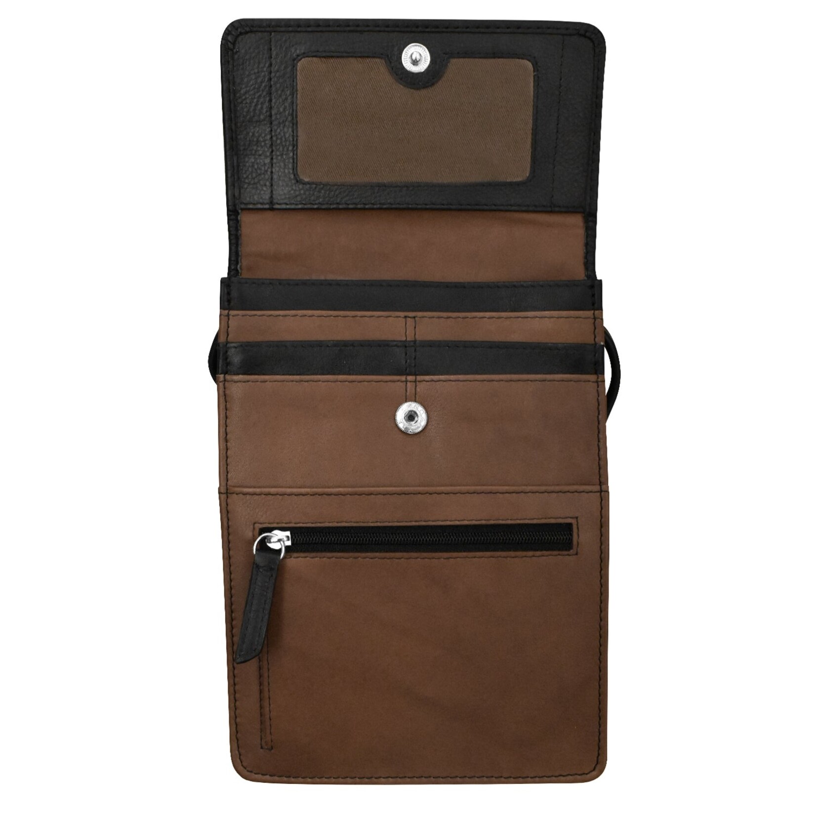 Leather Handbags and Accessories 6824 Toffee / Black - Organizer On String