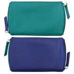 Leather Handbags and Accessories 6571 Two Tone Double Zip Eyeglass Case - Aqua / Cobalt