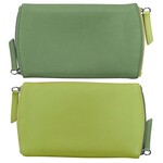 Leather Handbags and Accessories 6571 Two Tone Double Zip Eyeglass Case - Sage / Pear