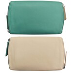 Leather Handbags and Accessories 6571 Two Tone Double Zip Eyeglass Case - Turquoise / Bone