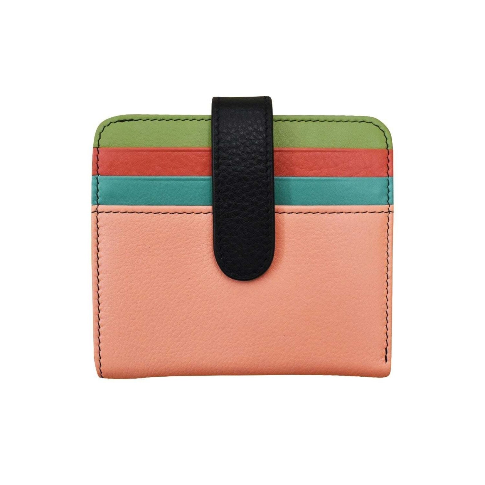 Leather Handbags and Accessories 7301 Peach Multi - RFID Small Wallet
