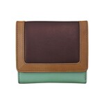 Leather Handbags and Accessories 7824 Sage Multi - RFID Tri-fold Color Block Mini Wallet