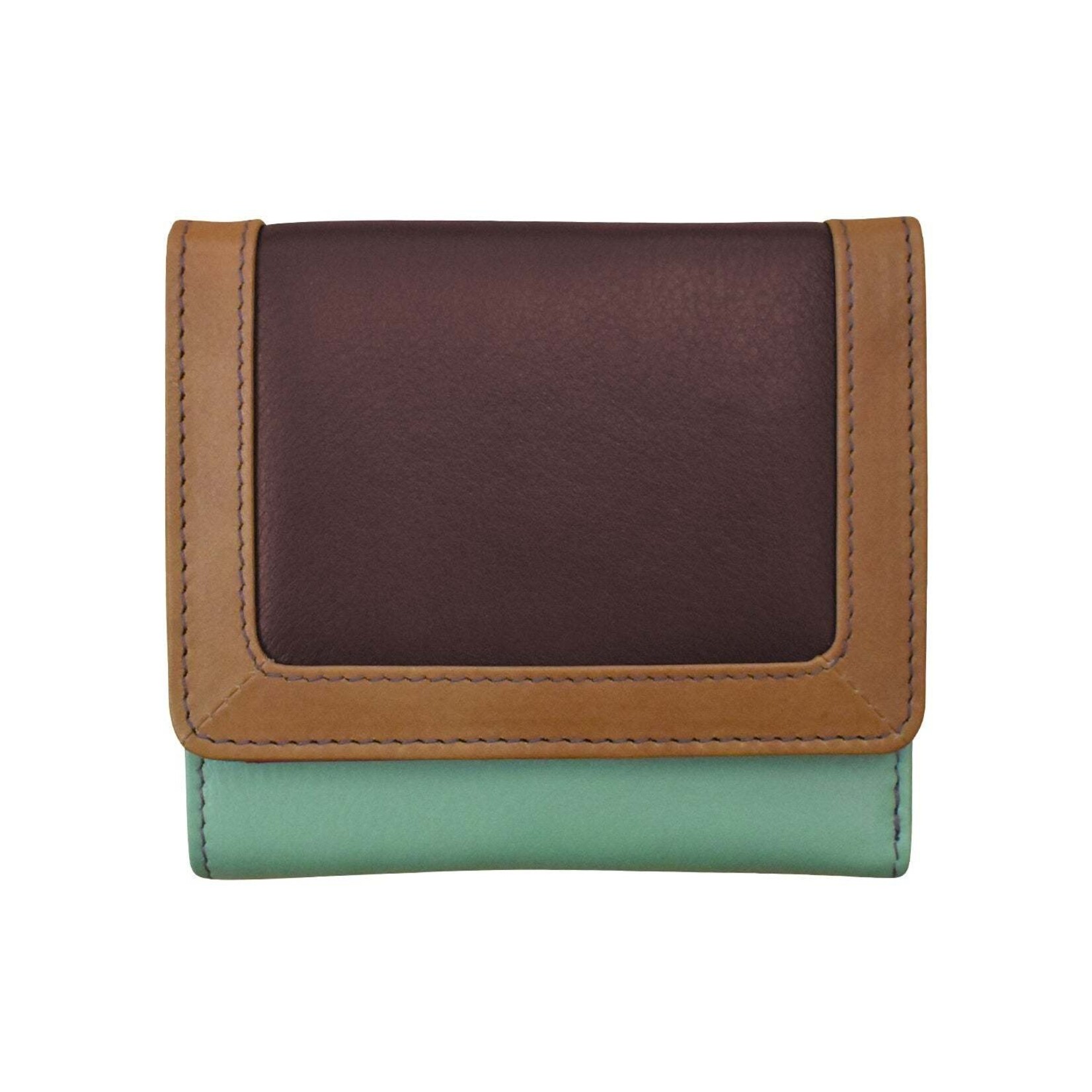 Leather Handbags and Accessories 7824 Sage Multi - RFID Tri-fold Color Block Mini Wallet