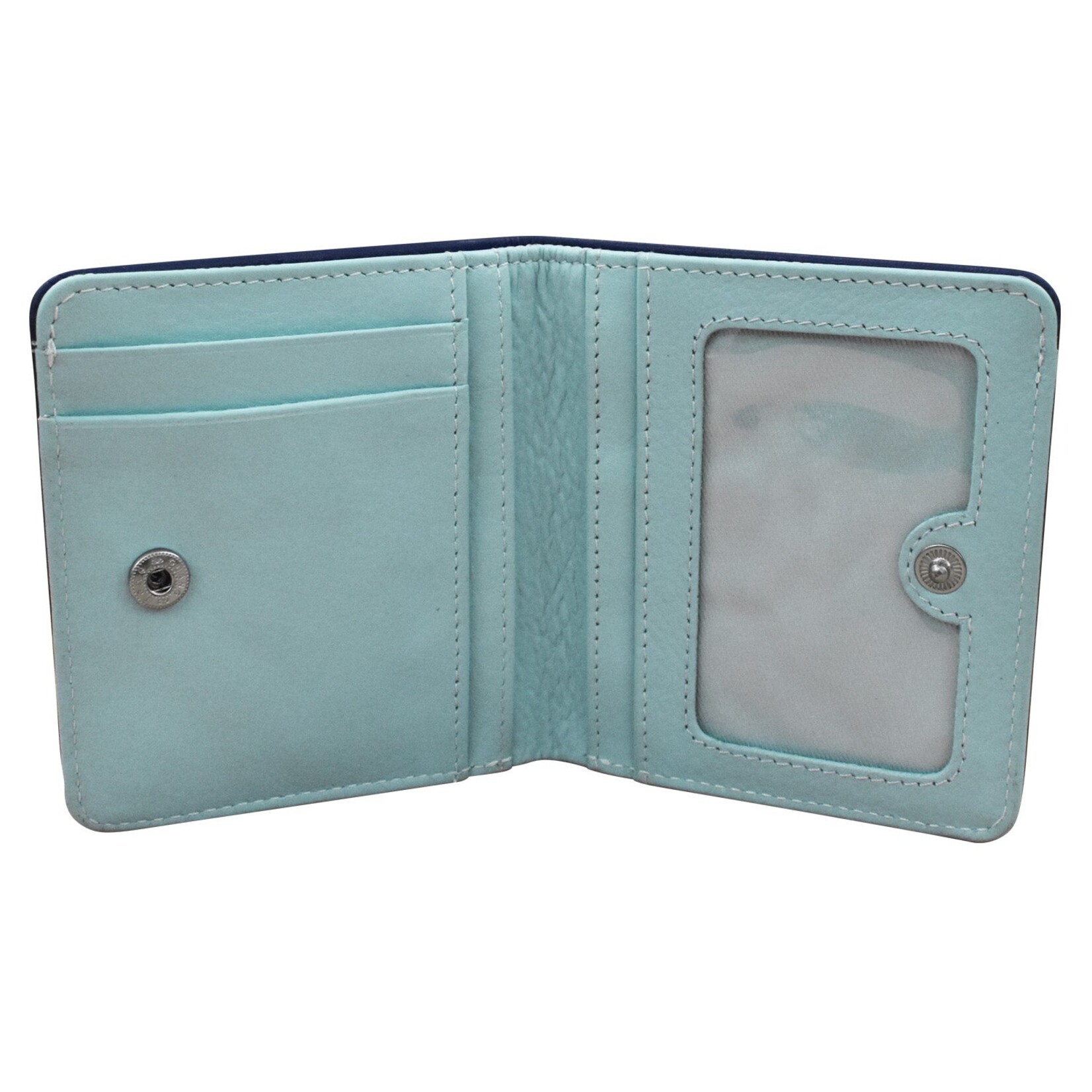 Leather Handbags and Accessories 7831 Classic Navy / Chambray - RFID Mini Wallet Two Toned