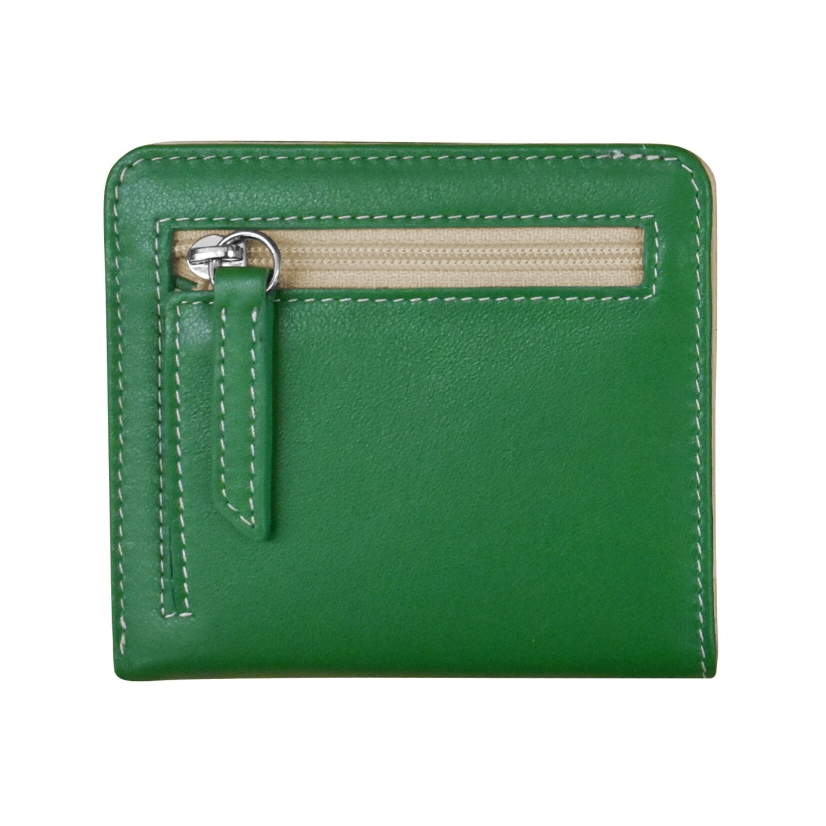 Leather Handbags and Accessories 7831 Emerald/Stone - RFID Mini Wallet Two Toned