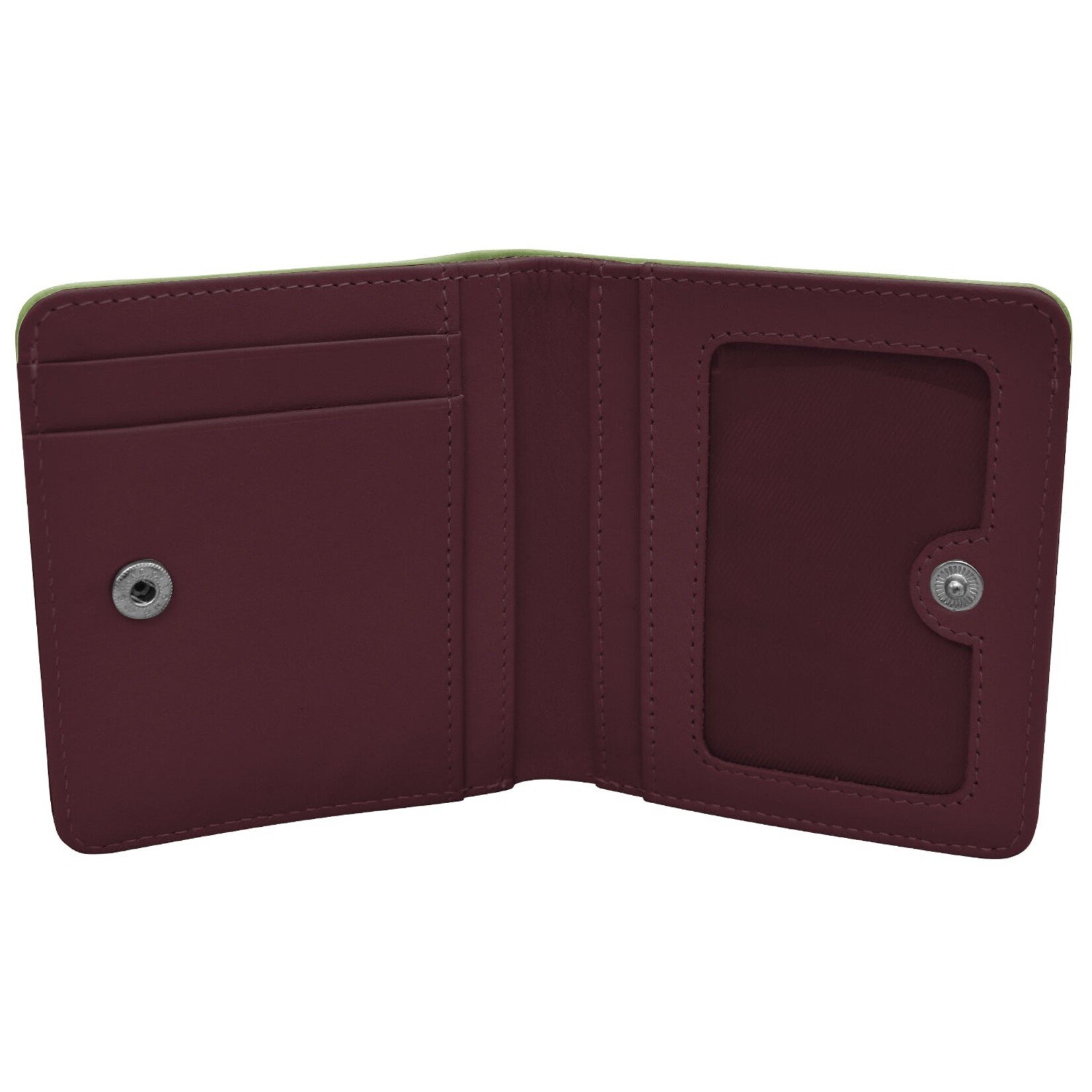 Leather Handbags and Accessories 7831 Sage/Eggplant - RFID Mini Wallet Two Toned