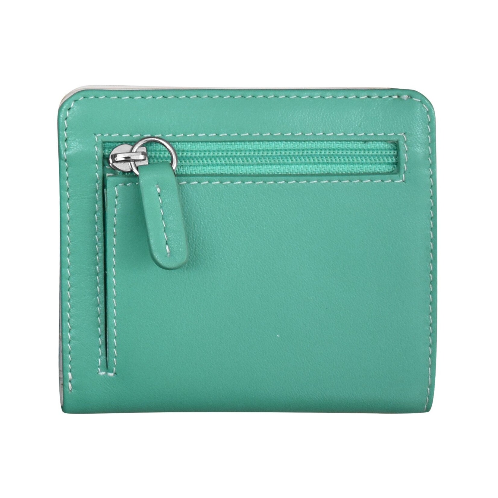 Leather Handbags and Accessories 7831 Turquoise/Bone - RFID Mini Wallet Two Toned