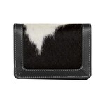 Leather Handbags and Accessories 7325 Black Haircalf- Flap Card Case
