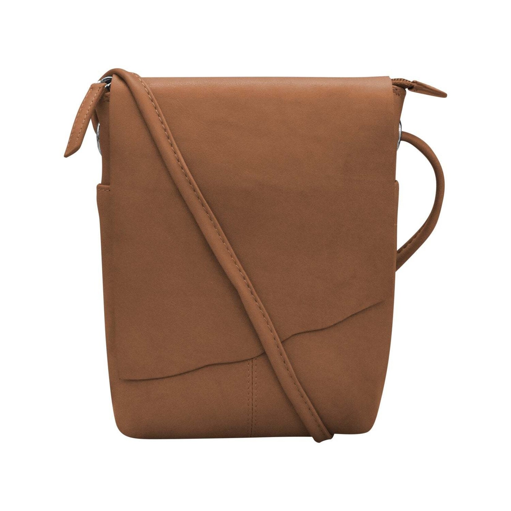 Leather Handbags and Accessories 6647 Antique Saddle - Leather Mini Sac w/Natural Cut Flap