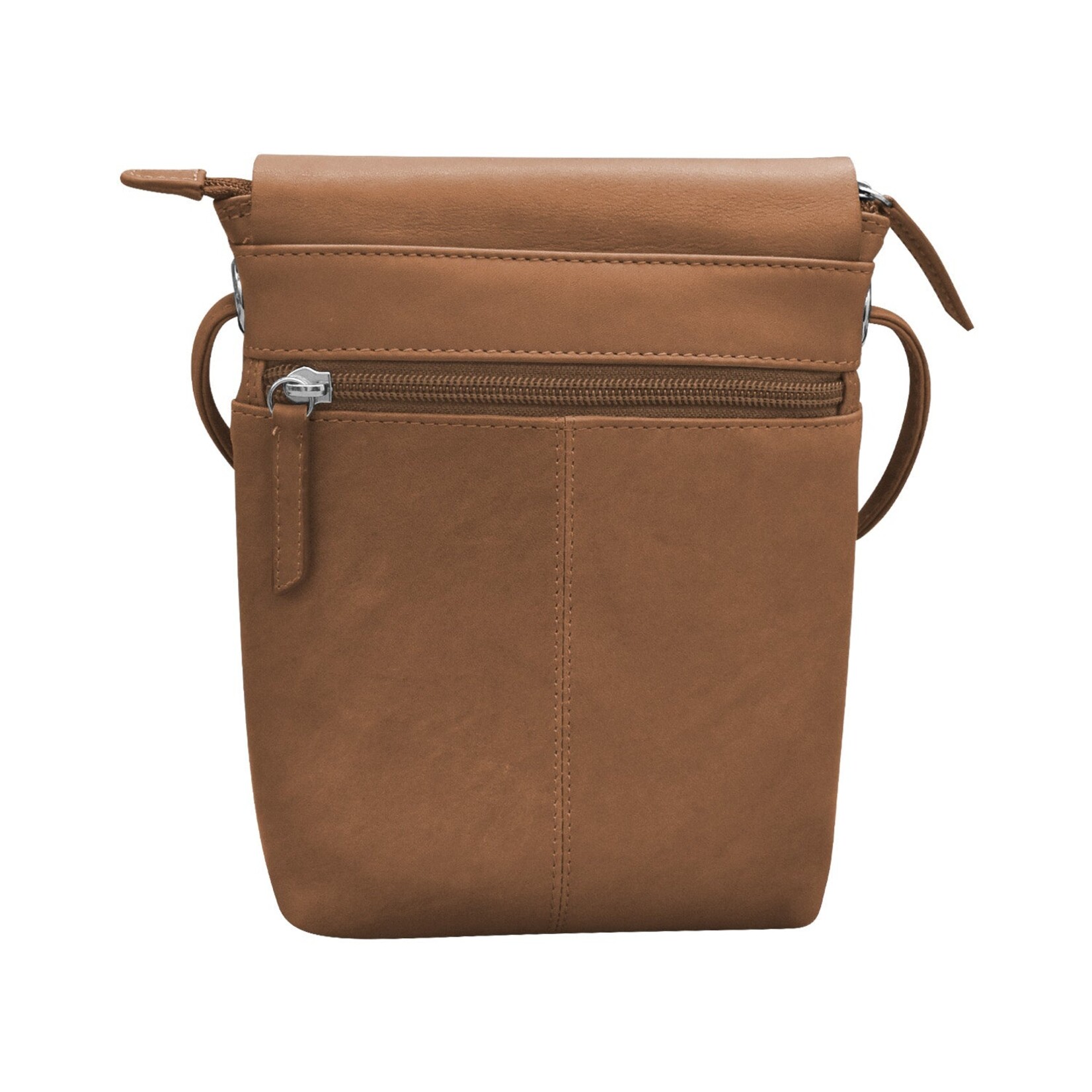 Leather Handbags and Accessories 6647 Antique Saddle - Leather Mini Sac w/Natural Cut Flap