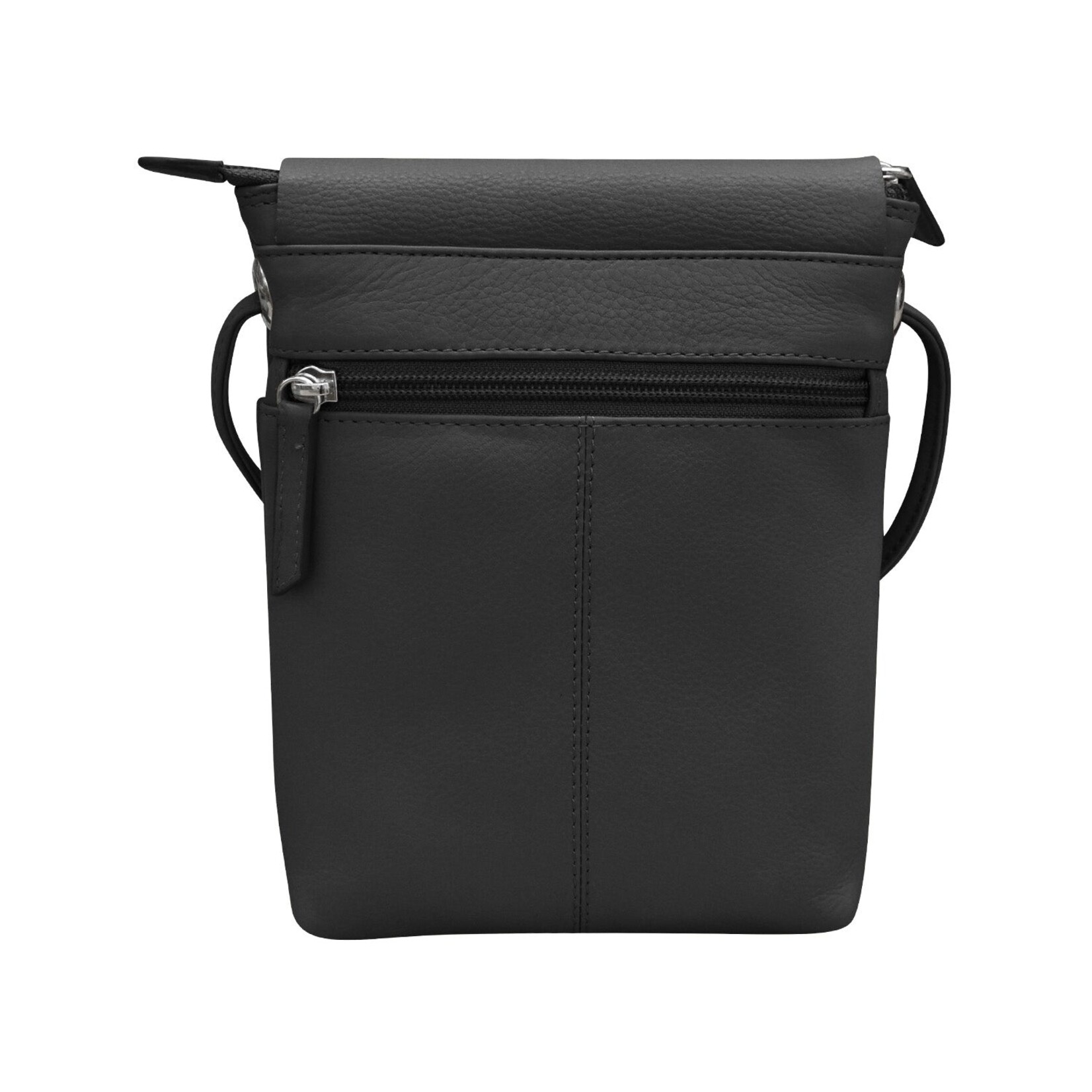 Leather Handbags and Accessories 6647 Black - Leather Mini Sac w/Natural Cut Flap