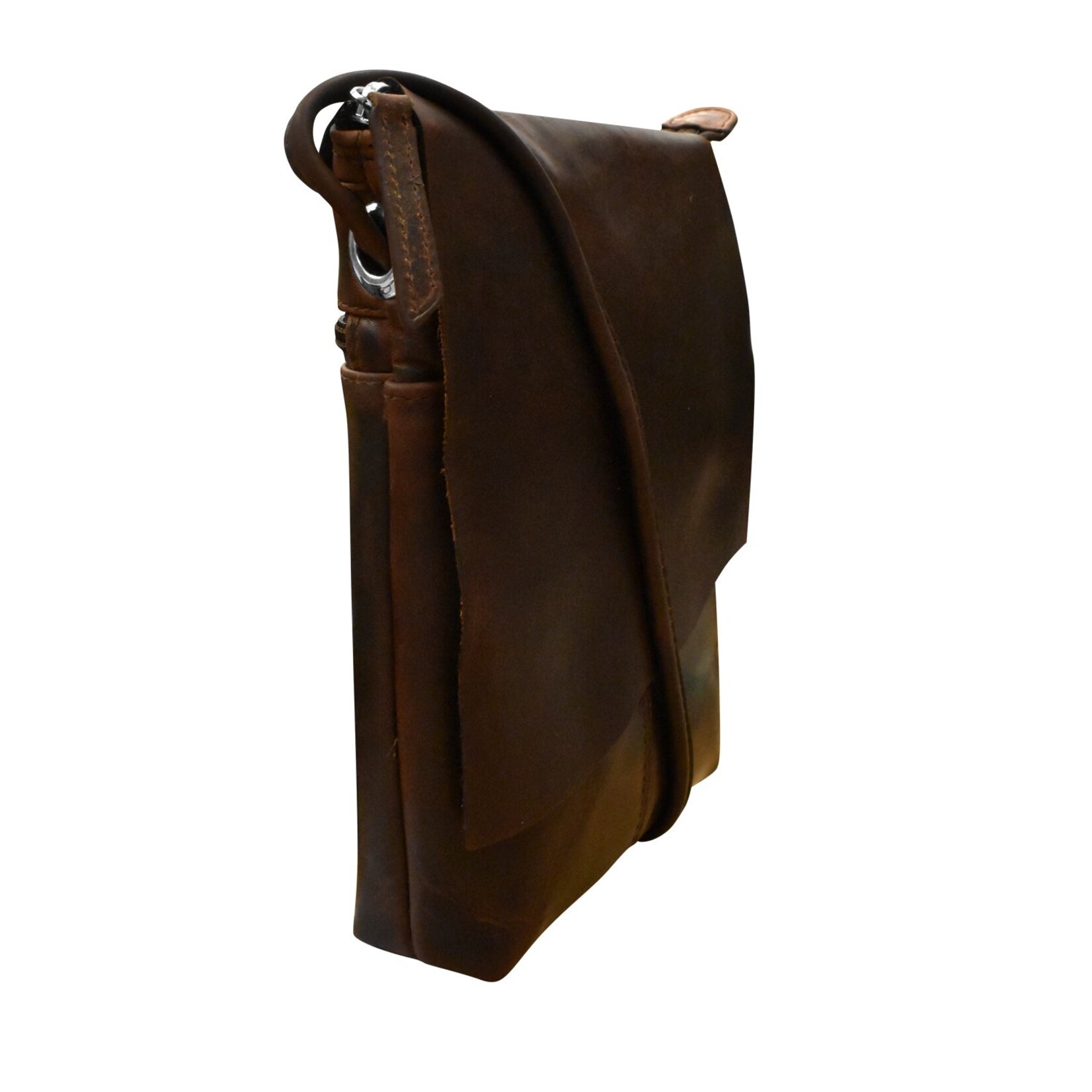 Leather Handbags and Accessories 6647 Chocolate - Leather Mini Sac w/Natural Cut Flap