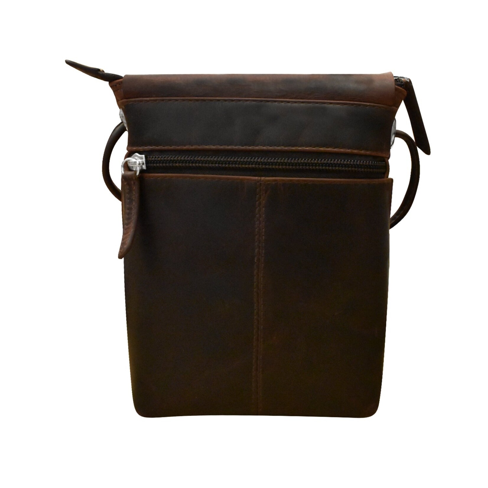 Leather Handbags and Accessories 6647 Chocolate - Leather Mini Sac w/Natural Cut Flap