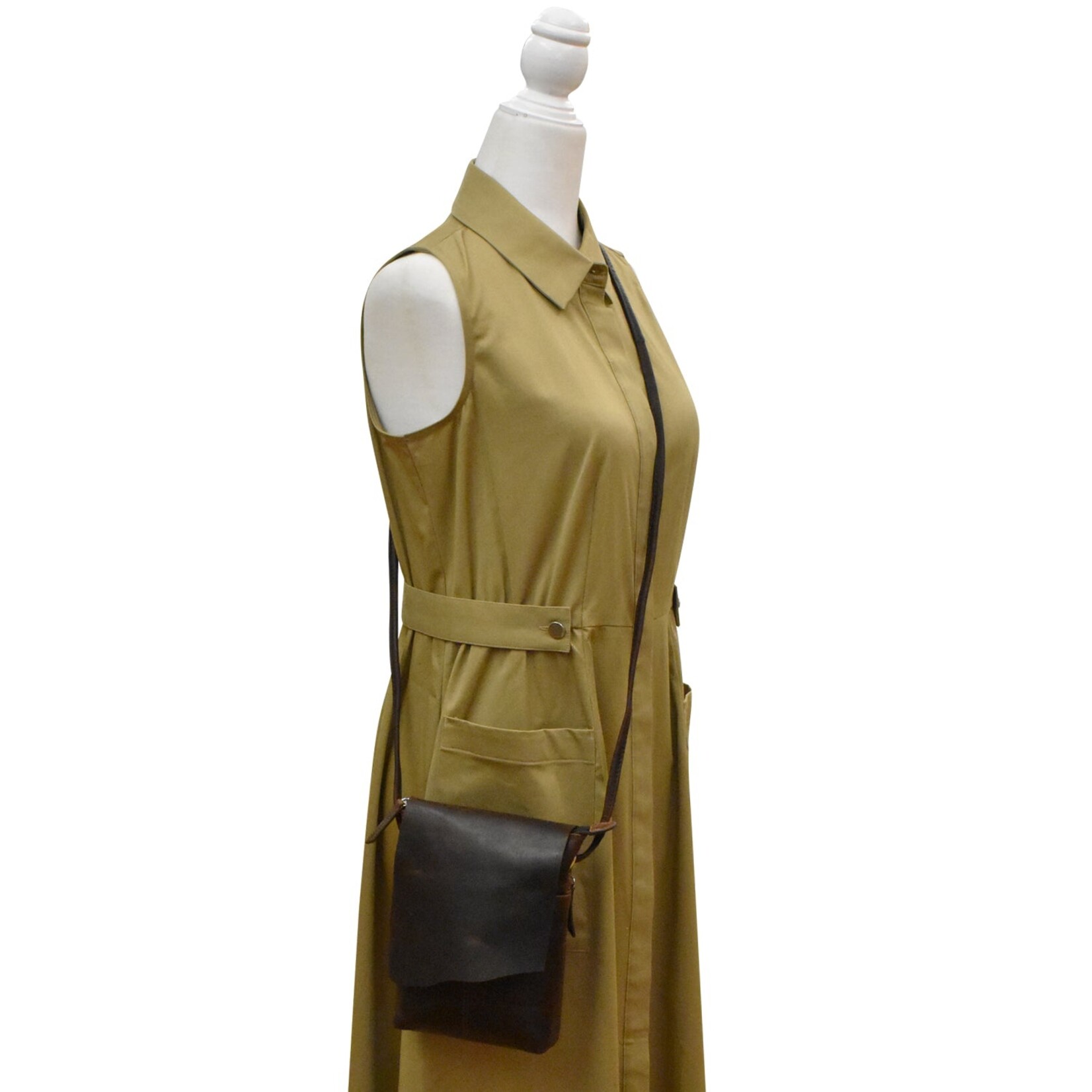 Leather Handbags and Accessories 6647 Chocolate - Leather Mini Sac w/Natural Cut Flap