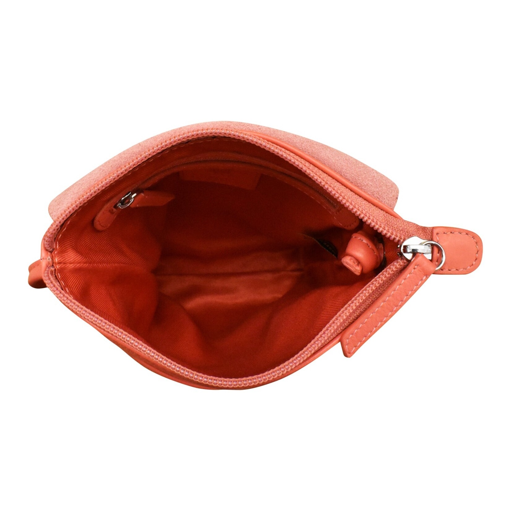 Leather Handbags and Accessories 6647 Coral - Leather Mini Sac w/Natural Cut Flap