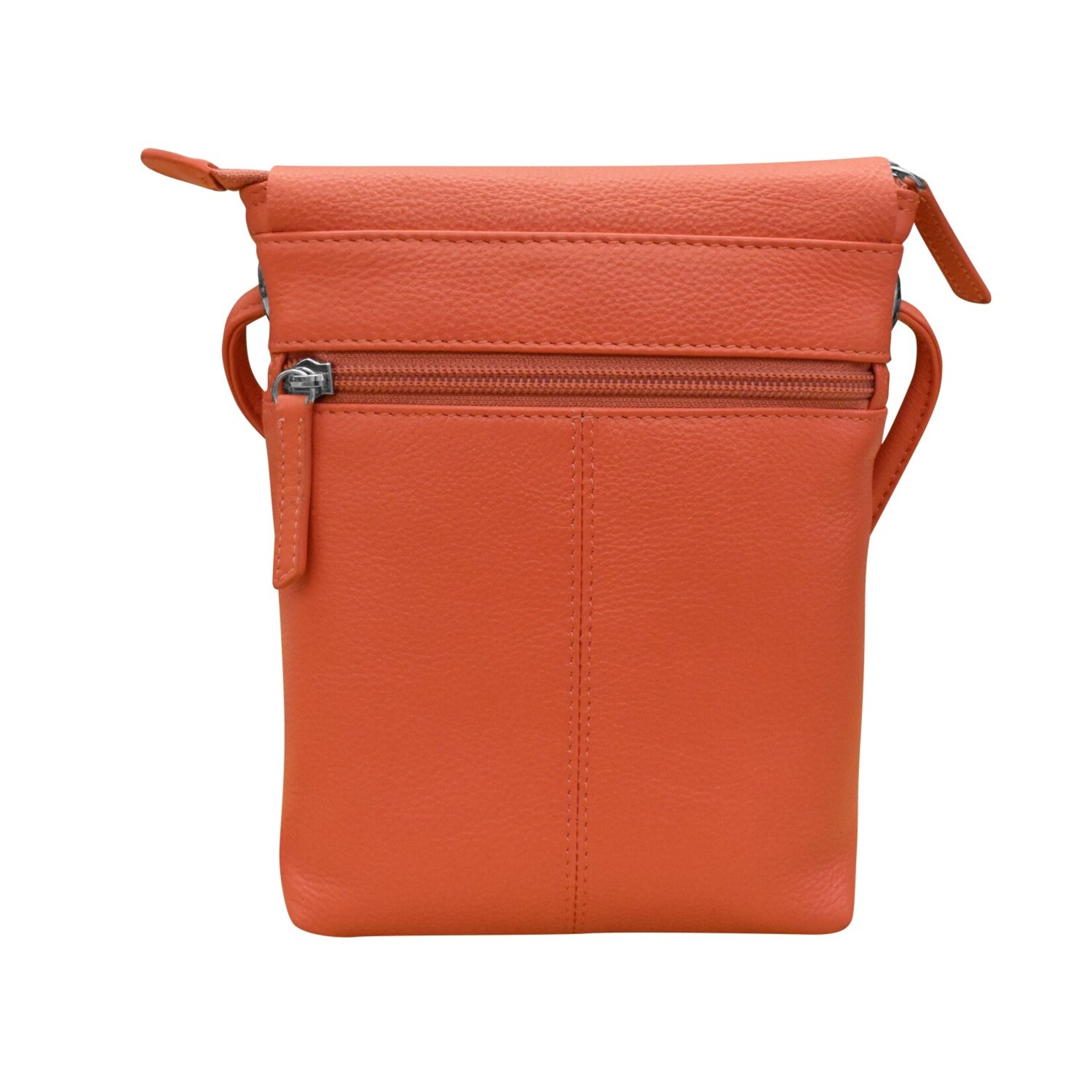 Leather Handbags and Accessories 6647 Coral - Leather Mini Sac w/Natural Cut Flap