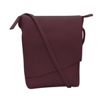 Leather Handbags and Accessories 6647 Eggplant - Leather Mini Sac w/Natural Cut Flap