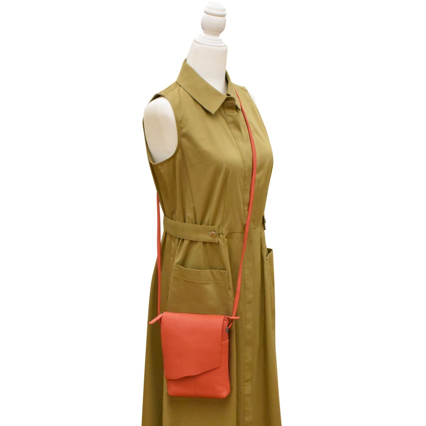 Leather Handbags and Accessories 6647 Eggplant - Leather Mini Sac w/Natural Cut Flap