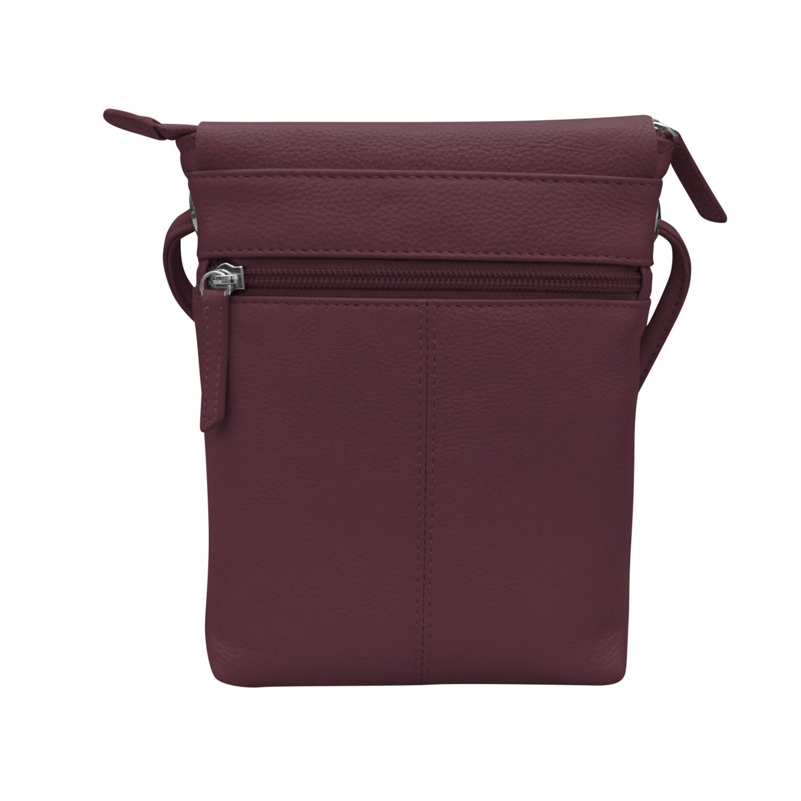 Leather Handbags and Accessories 6647 Eggplant - Leather Mini Sac w/Natural Cut Flap