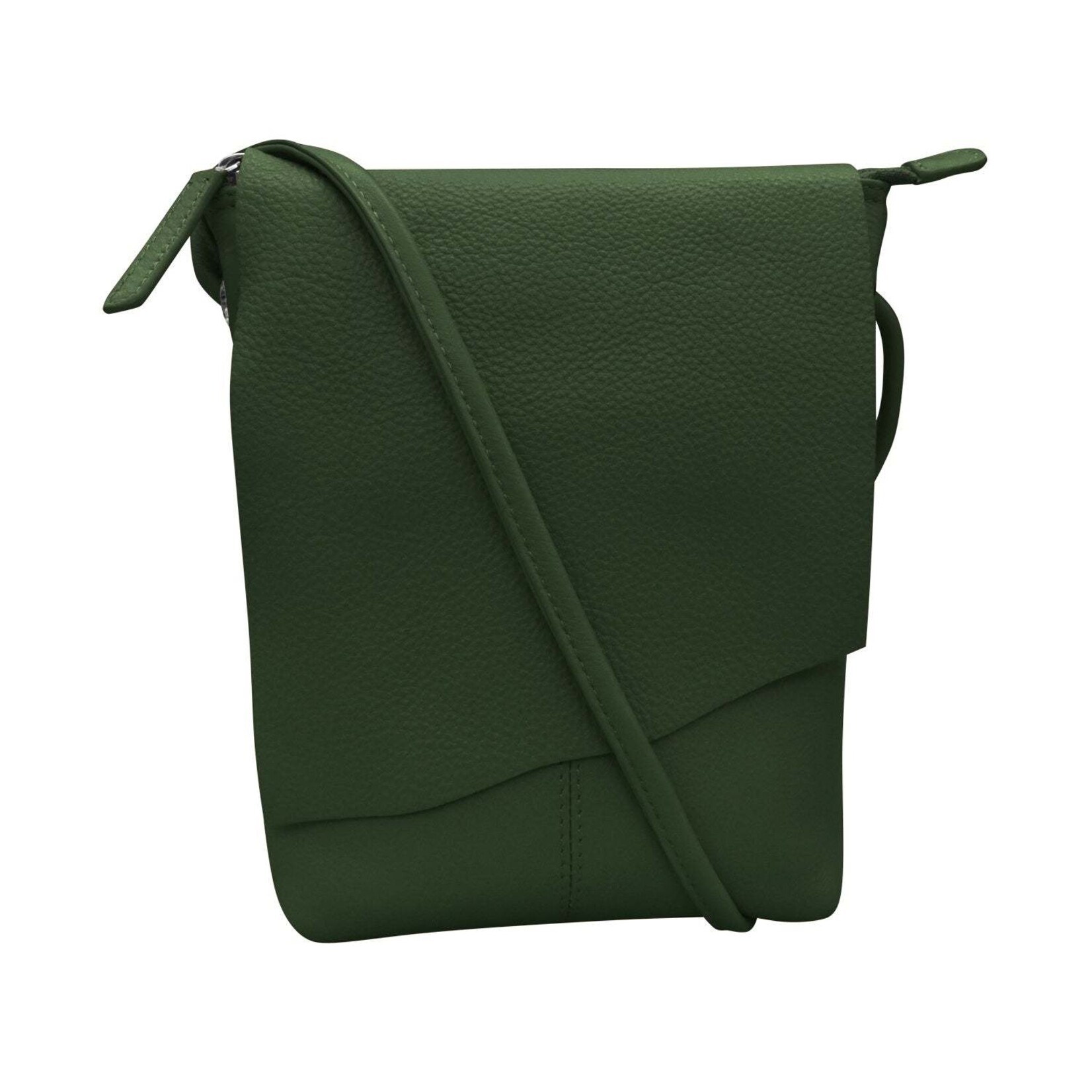 Leather Handbags and Accessories 6647 Hunter Green - Leather Mini Sac w/Natural Cut Flap
