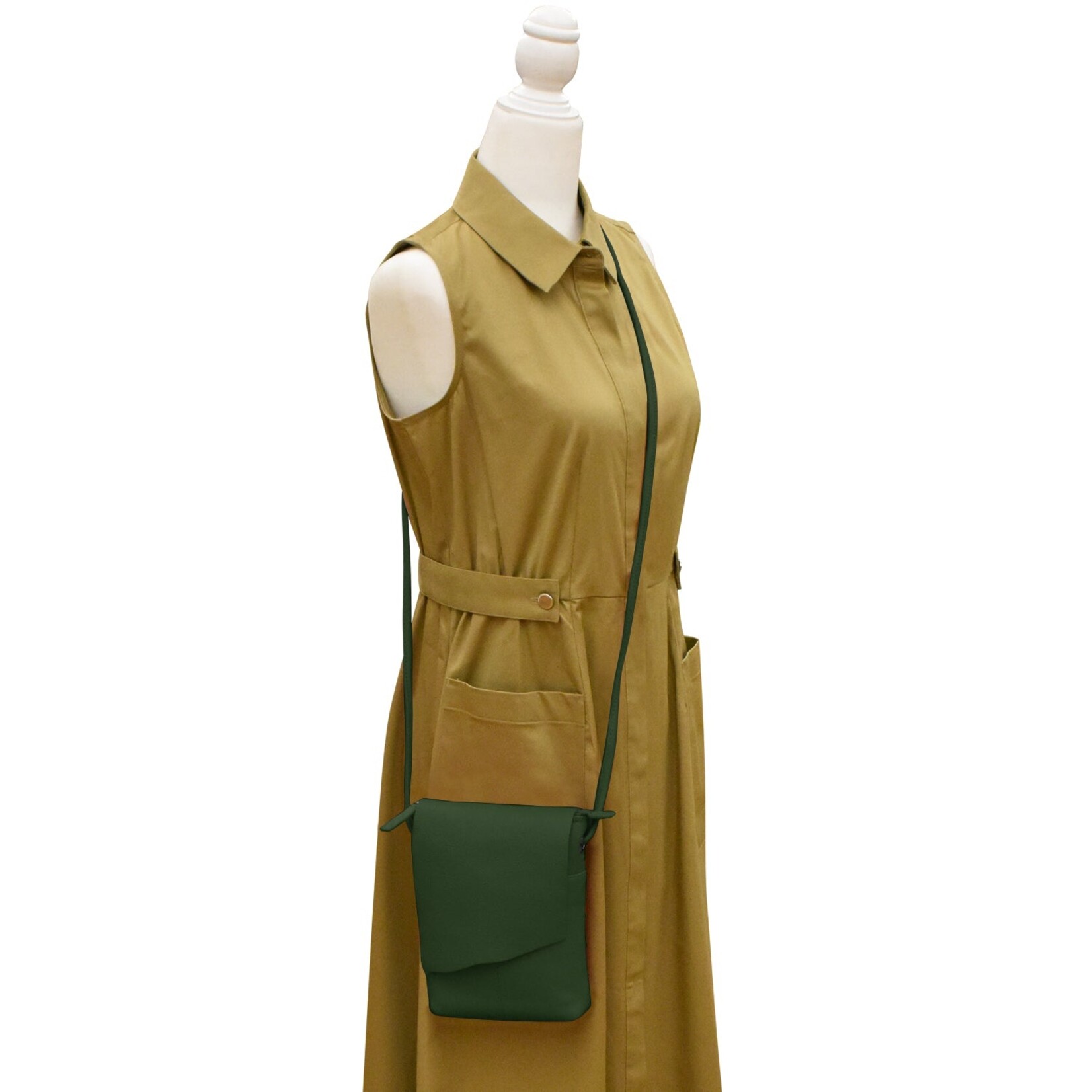 Leather Handbags and Accessories 6647 Hunter Green - Leather Mini Sac w/Natural Cut Flap