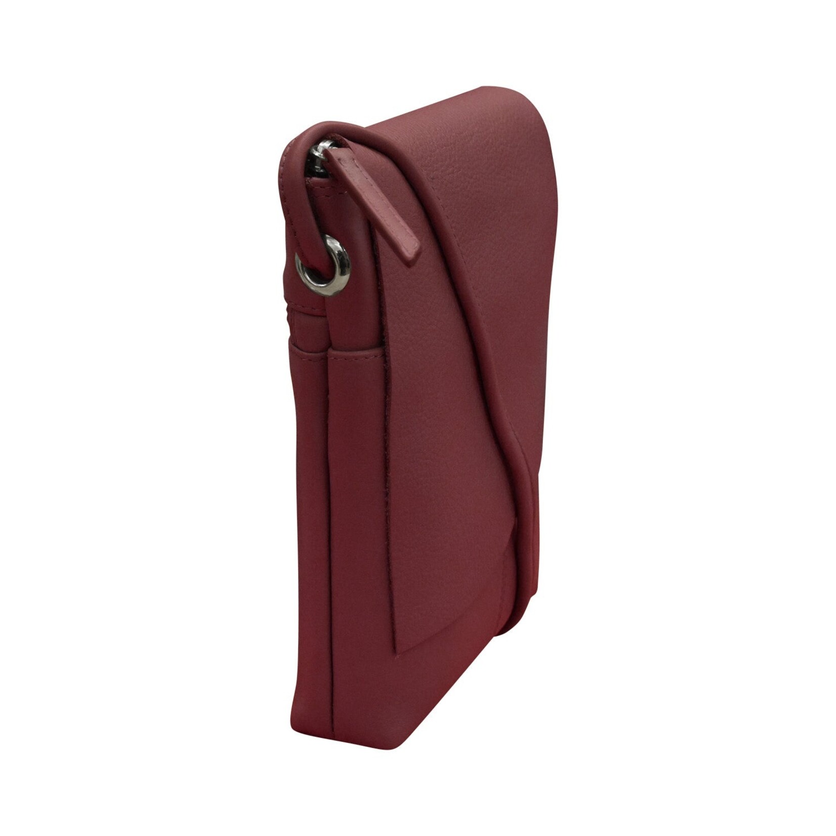 Leather Handbags and Accessories 6647 Merlot - Leather Mini Sac w/Natural Cut Flap
