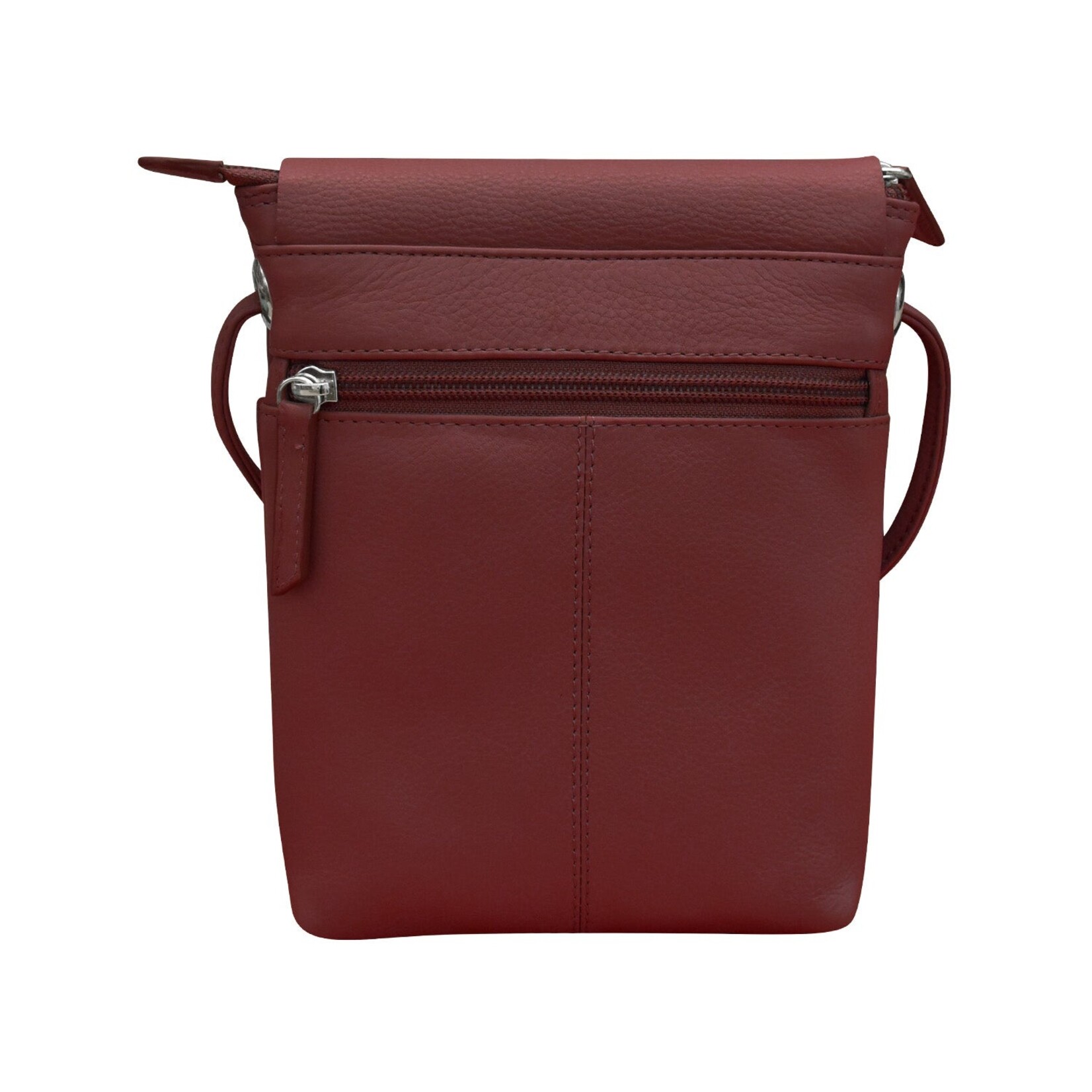Leather Handbags and Accessories 6647 Merlot - Leather Mini Sac w/Natural Cut Flap