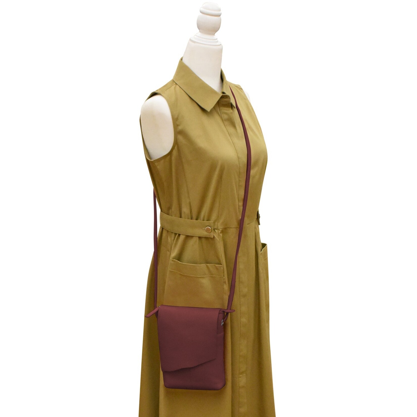 Leather Handbags and Accessories 6647 Merlot - Leather Mini Sac w/Natural Cut Flap