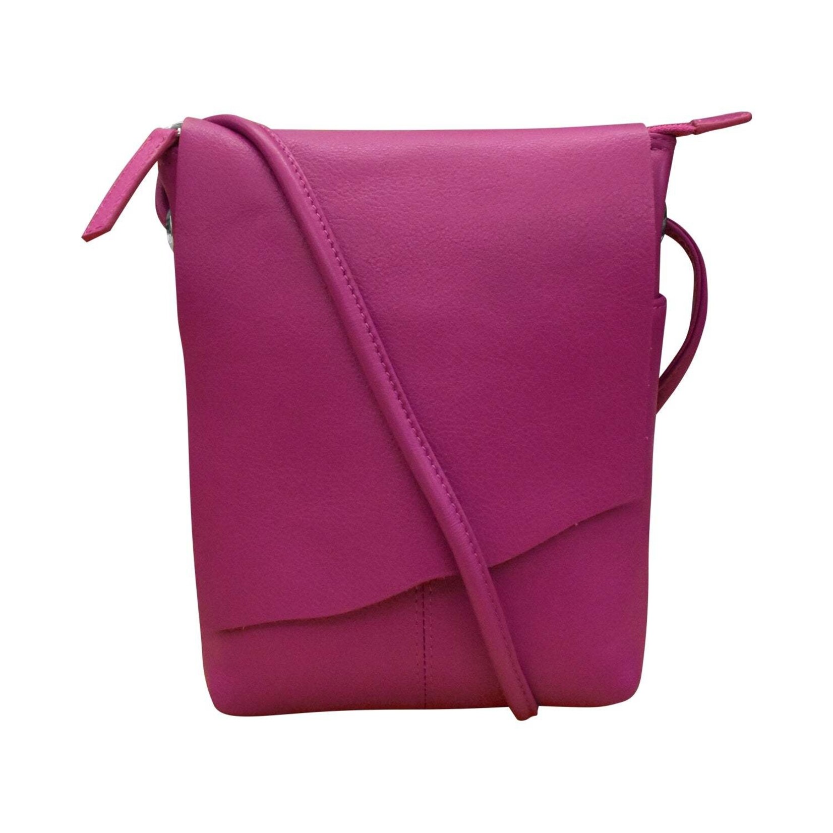Leather Handbags and Accessories 6647 Orchid - Leather Mini Sac w/Natural Cut Flap