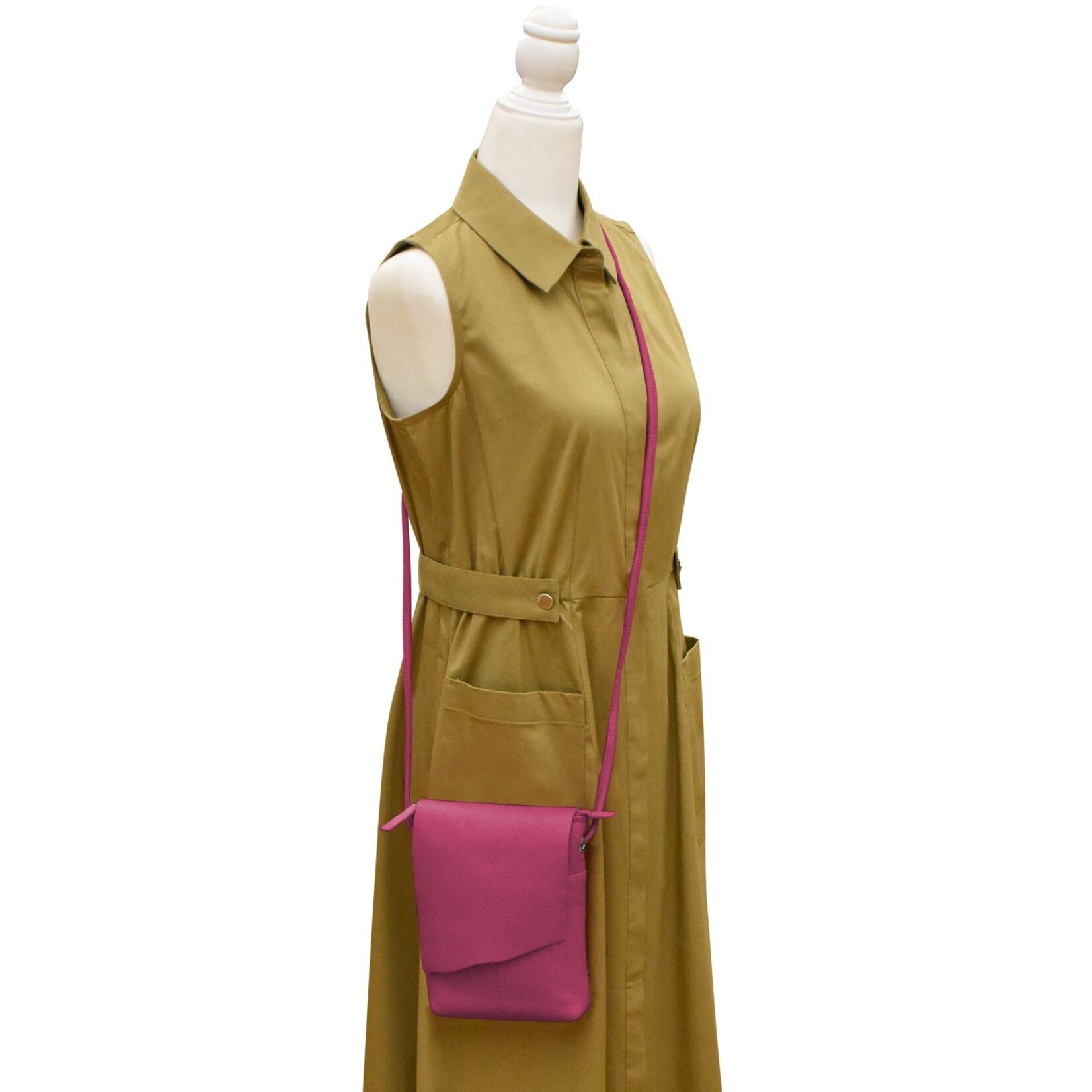 Leather Handbags and Accessories 6647 Orchid - Leather Mini Sac w/Natural Cut Flap