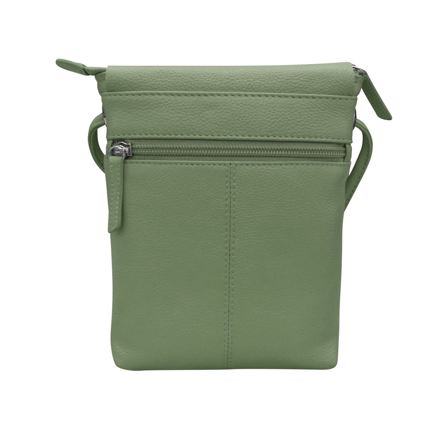 Leather Handbags and Accessories 6647 Sage - Leather Mini Sac w/Natural Cut Flap