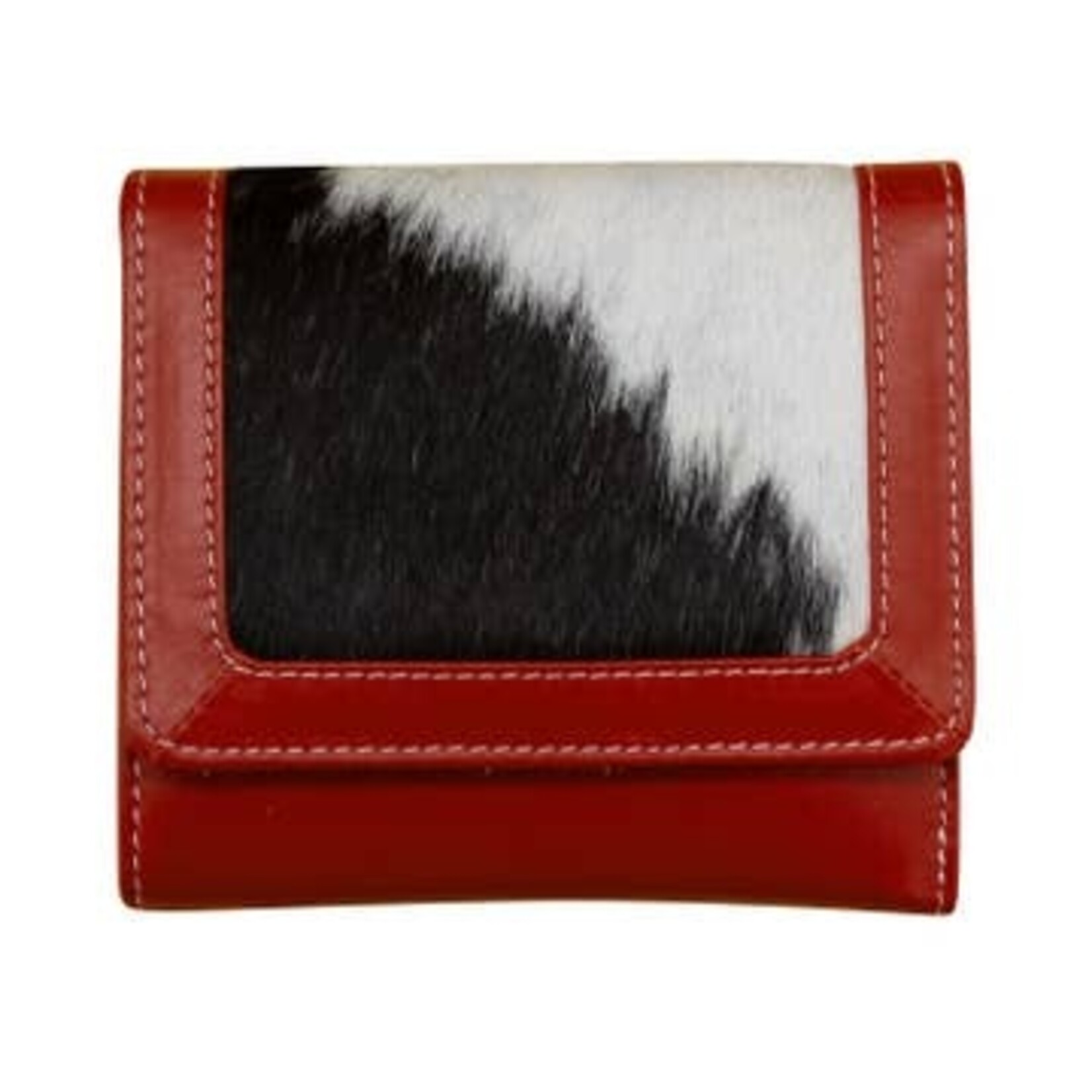 Leather Handbags and Accessories 7327 Haircalf Tri-Fold Wallet - Red