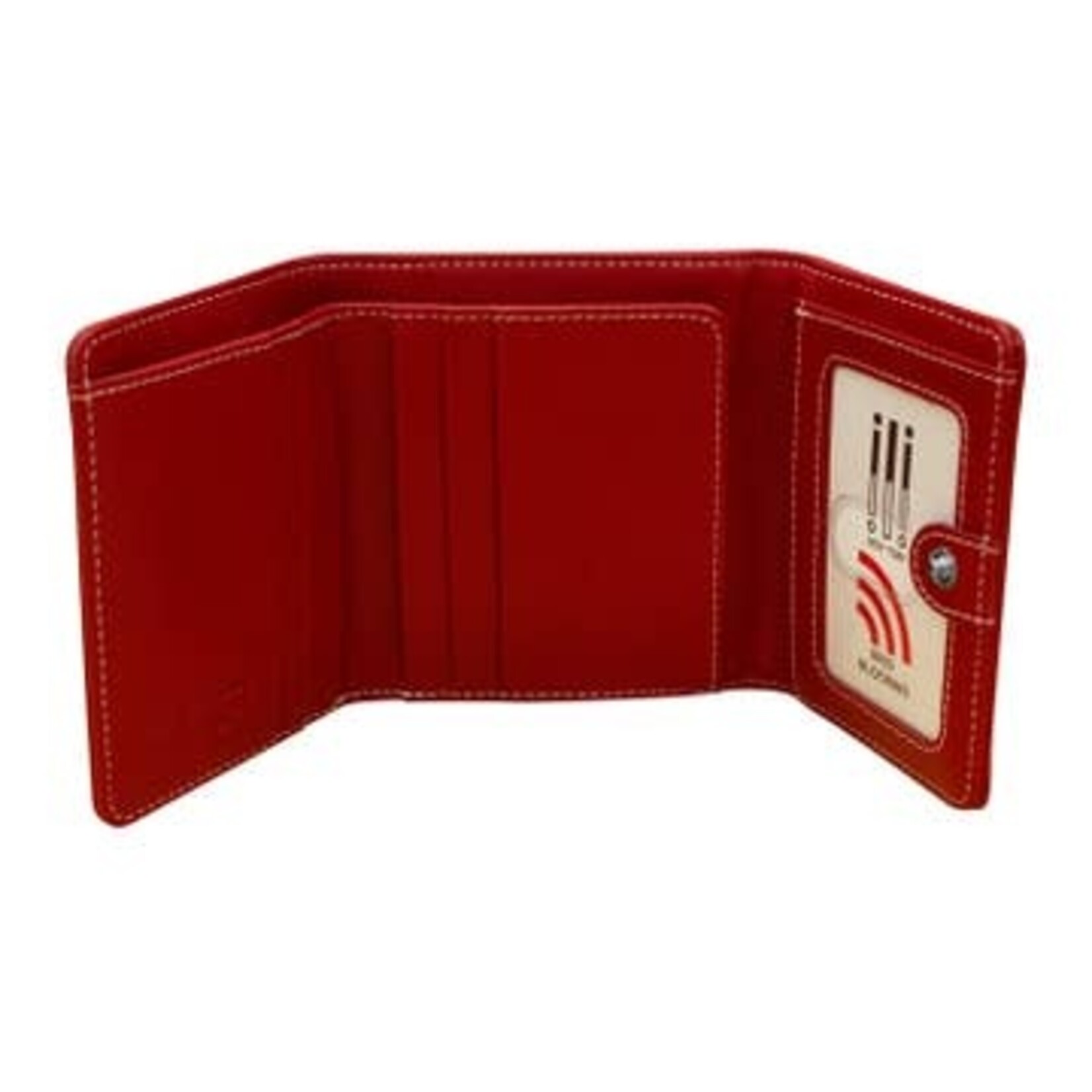 Leather Handbags and Accessories 7327 Haircalf Tri-Fold Wallet - Red
