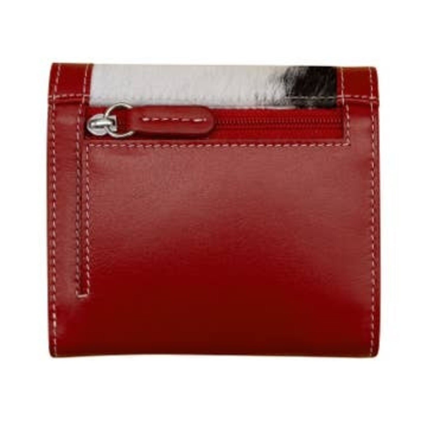 Leather Handbags and Accessories 7327 Haircalf Tri-Fold Wallet - Red