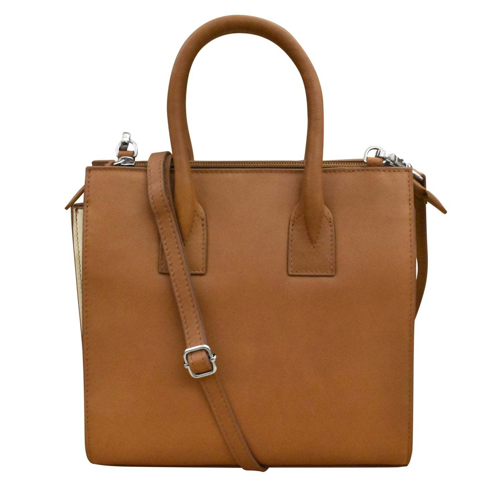 Leather Handbags and Accessories 6190 Antique Saddle / Stone - Small Accordion Satchel