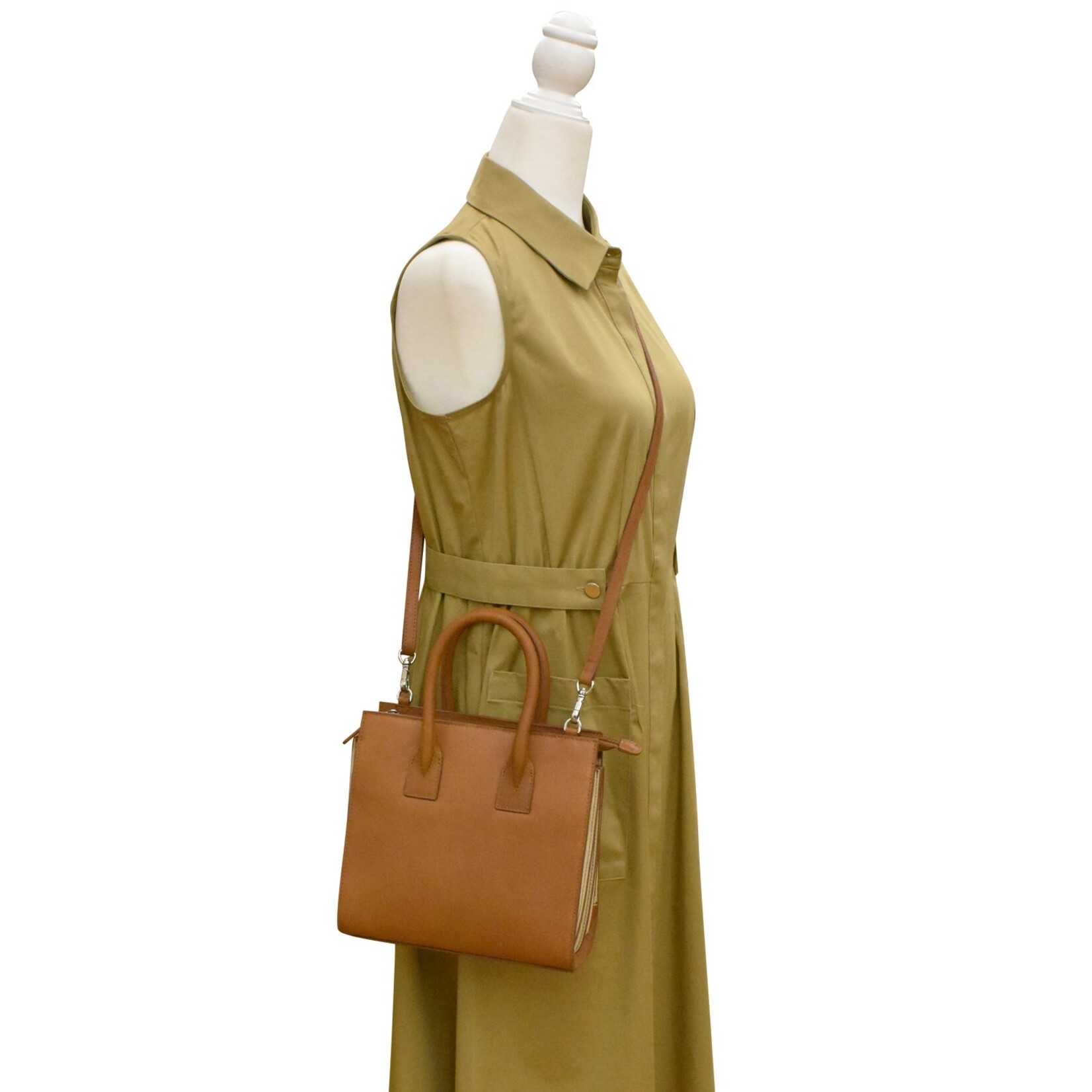 Leather Handbags and Accessories 6190 Antique Saddle / Stone - Small Accordion Satchel