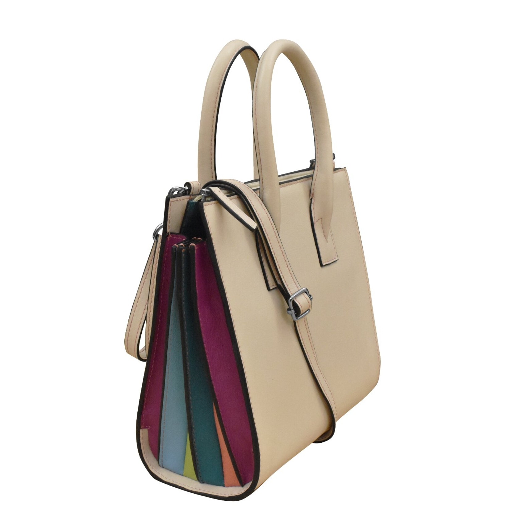 Leather Handbags and Accessories 6190 Stone / Paradise Multi - Small Accordion Satchel
