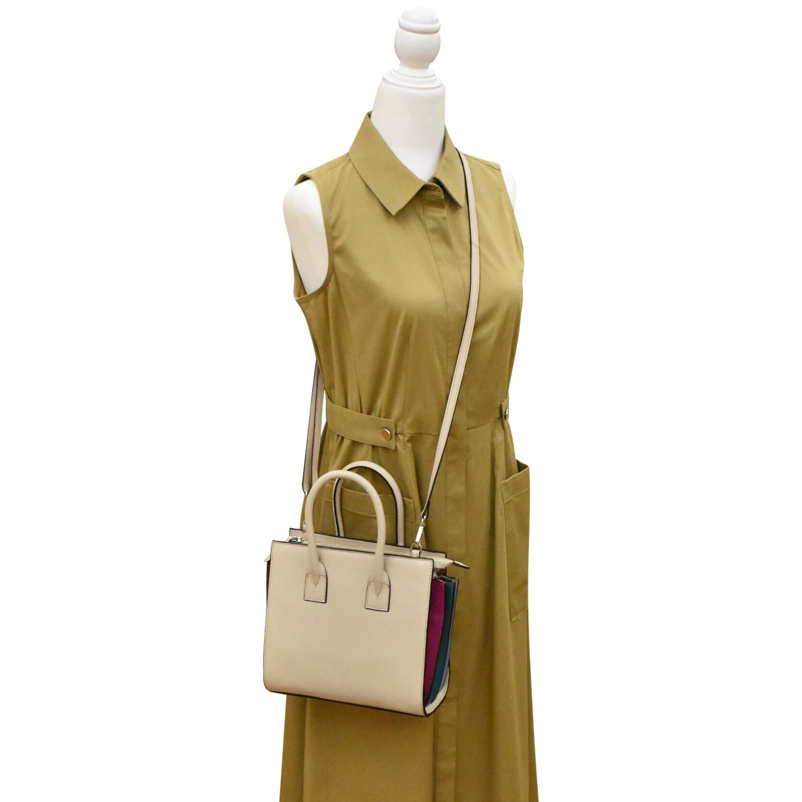 Leather Handbags and Accessories 6190 Stone / Paradise Multi - Small Accordion Satchel