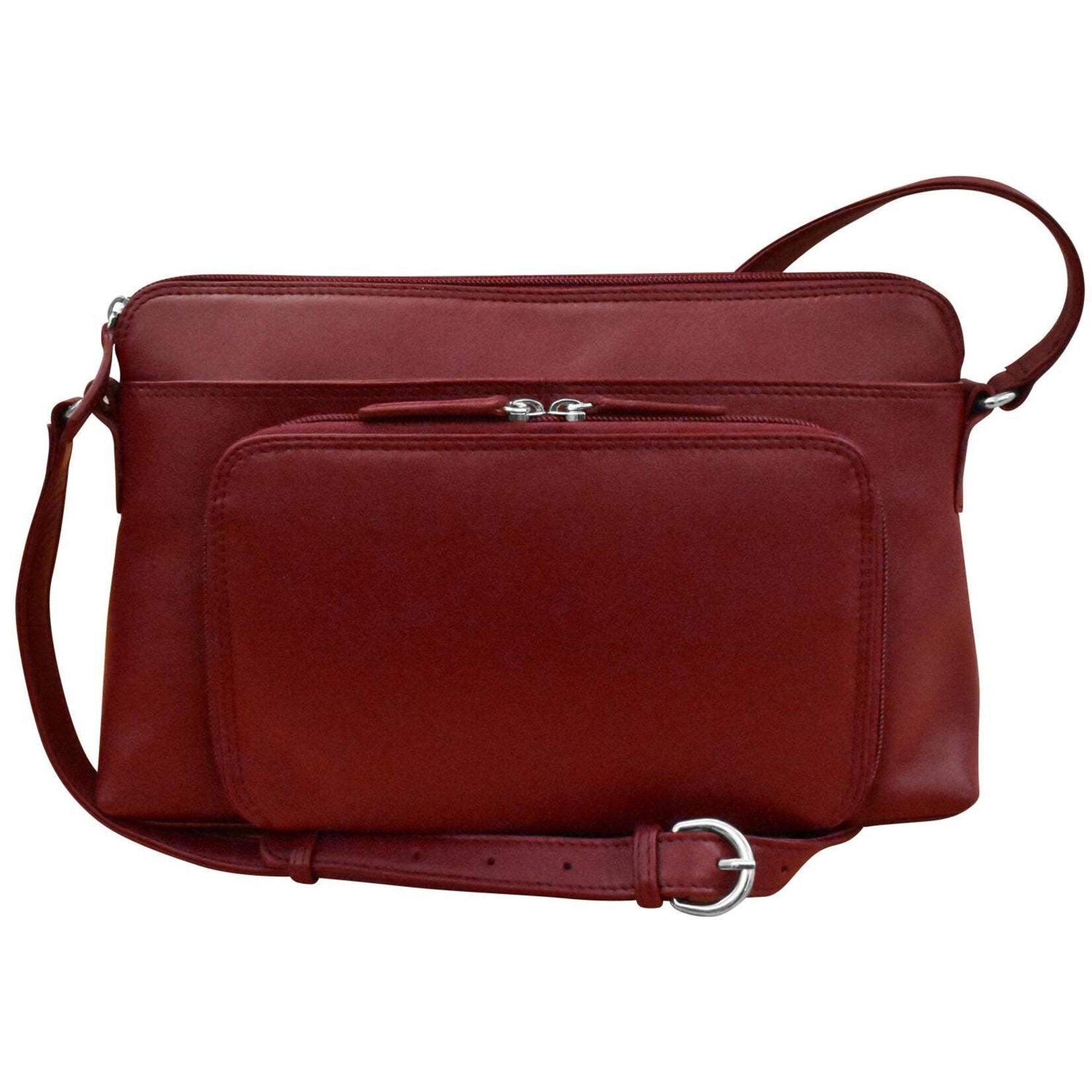 Leather Handbags and Accessories 6334 Merlot - East/West Crossbody Organizer