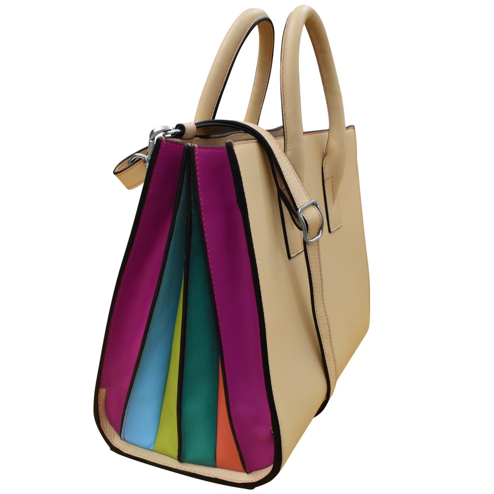 Leather Handbags and Accessories 6191 Stone/Paradise Multi - Accordion Satchel