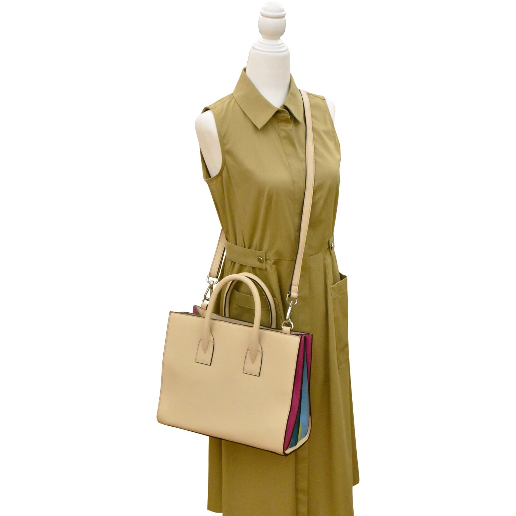 Leather Handbags and Accessories 6191 Stone/Paradise Multi - Accordion Satchel
