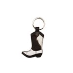 Leather Handbags and Accessories 6446 Black/White - Leather Hair On Boot Keyfob