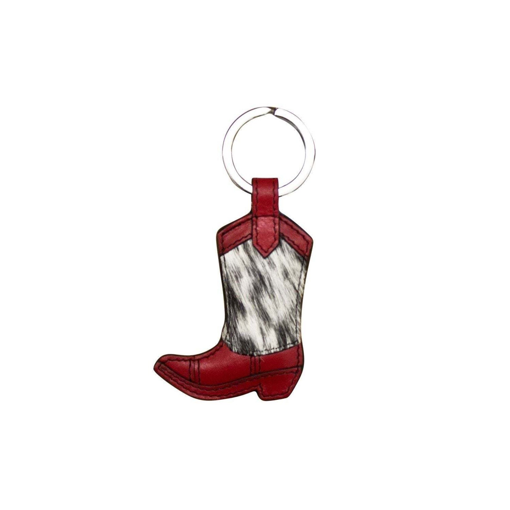Leather Handbags and Accessories 6446 Red - Leather Hair On Boot Keyfob